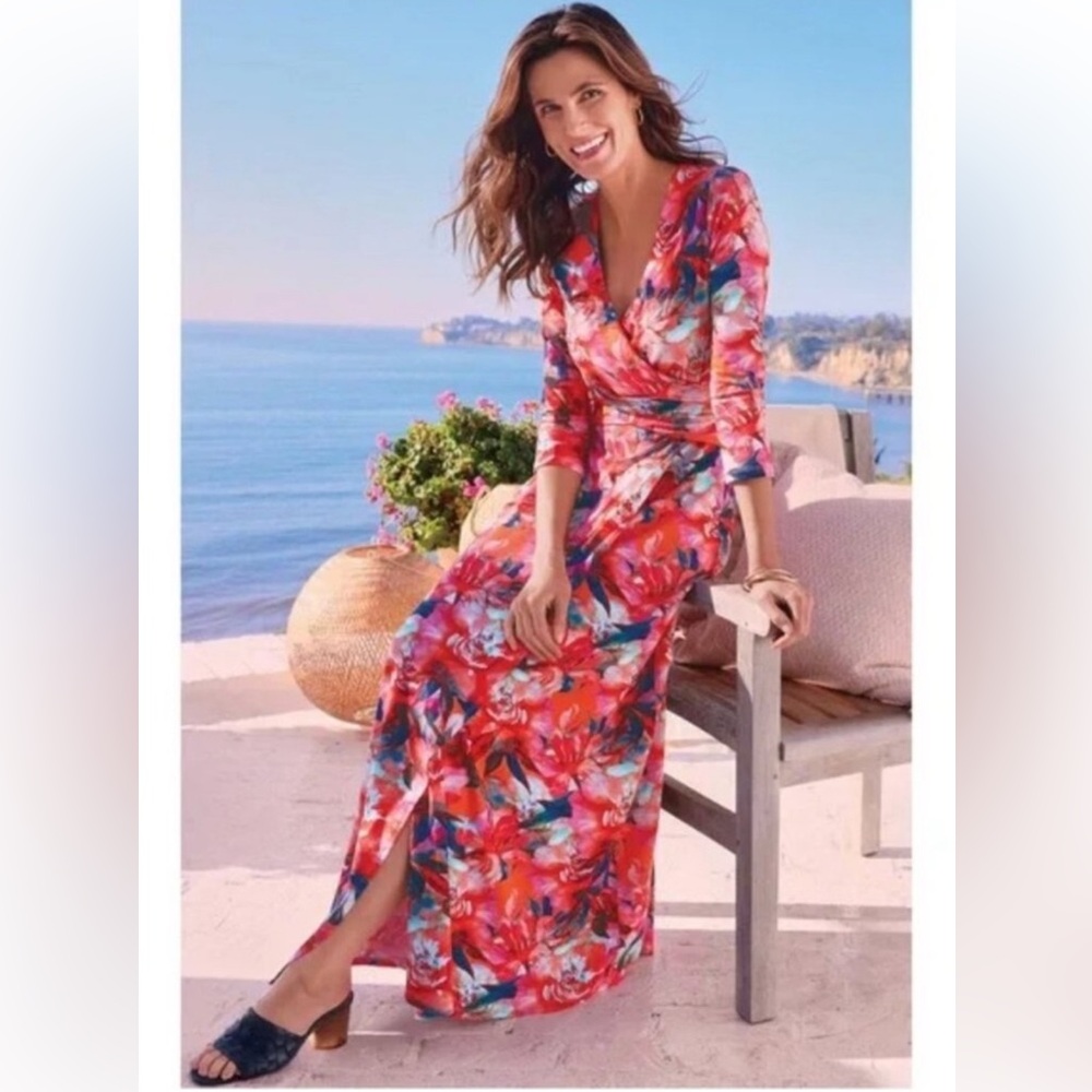 Soft Surroundings Vibrant Floral Maxi Dress XS